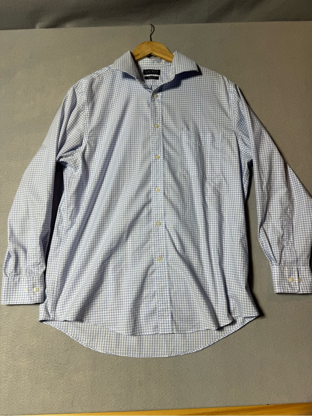 Lauren Ralph Lauren Light Blue Check Dress Shirt Size 16.5 32/33 - L